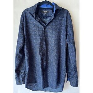 Nine West Men Shirt Sz Small 14-141/2 32/33 Buttons Up Slim Fit Long Sleeve Blue